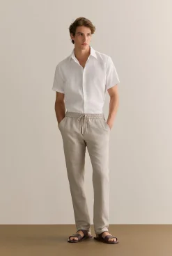 Shirts|The Linen Edit>Trenery Regular Fit Linen Short Sleeve Shirt White