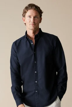 Shirts|Oxford Shirts>Trenery Regular Fit Organically Grown Cotton Oxford Shirt Navy