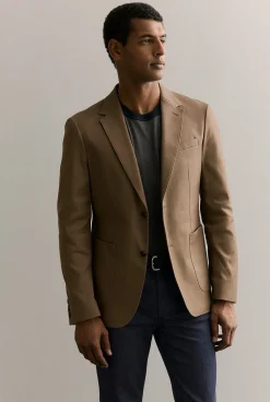 Outerwear|Suits & Tailoring>Trenery Regular Fit Stretch Cotton Double Weave Blazer Walnut
