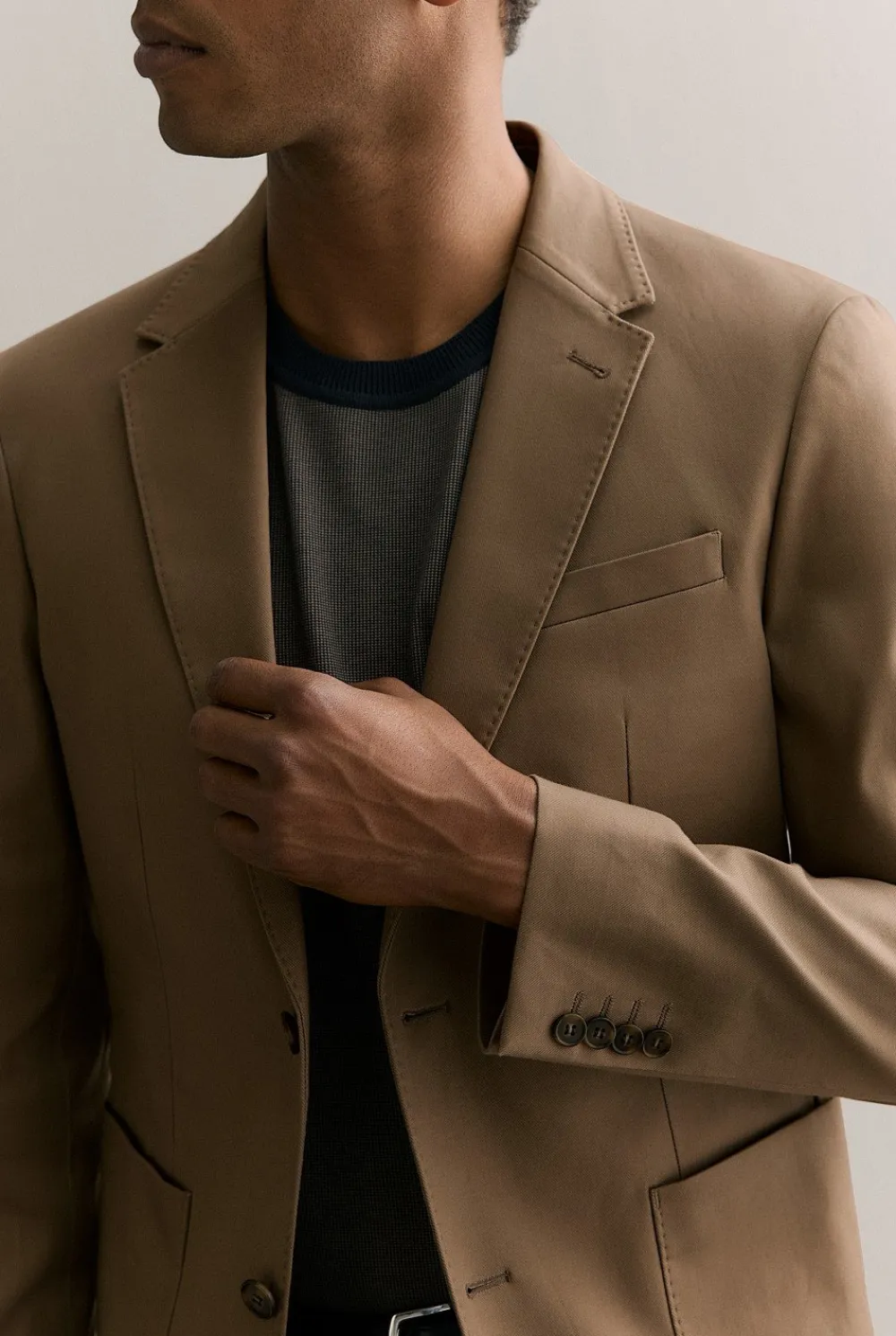 Outerwear|Suits & Tailoring>Trenery Regular Fit Stretch Cotton Double Weave Blazer Walnut