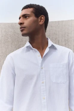 Shirts>Trenery Regular Fit Twin Stripe Monogram Oxford Shirt PaleSeafoam