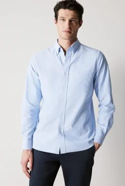 Shirts>Trenery Regular Fit Yarn Dyed Organically Grown Cotton Oxford Shirt MistBlue