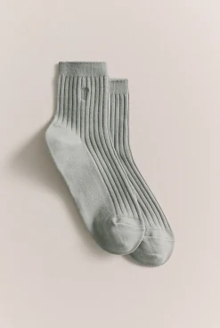 Socks & Tights>Trenery Ribbed 3/4 Crew Sock GreyMarle