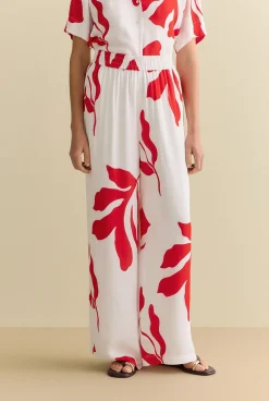 Pants|Co-ord Sets>Trenery Shadow Palm Draped Pull On Pant Ivory