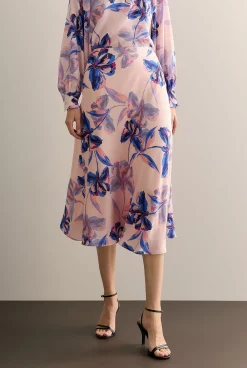 Skirts>Trenery Silk Floral Midi Skirt PinkSalt