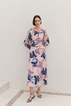 Skirts>Trenery Silk Floral Midi Skirt PinkSalt