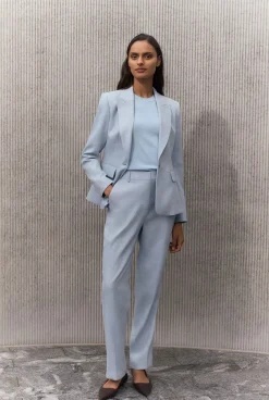 T-shirts & Tops>Trenery Silk Linen Luxury Blend T-shirt LightBlue