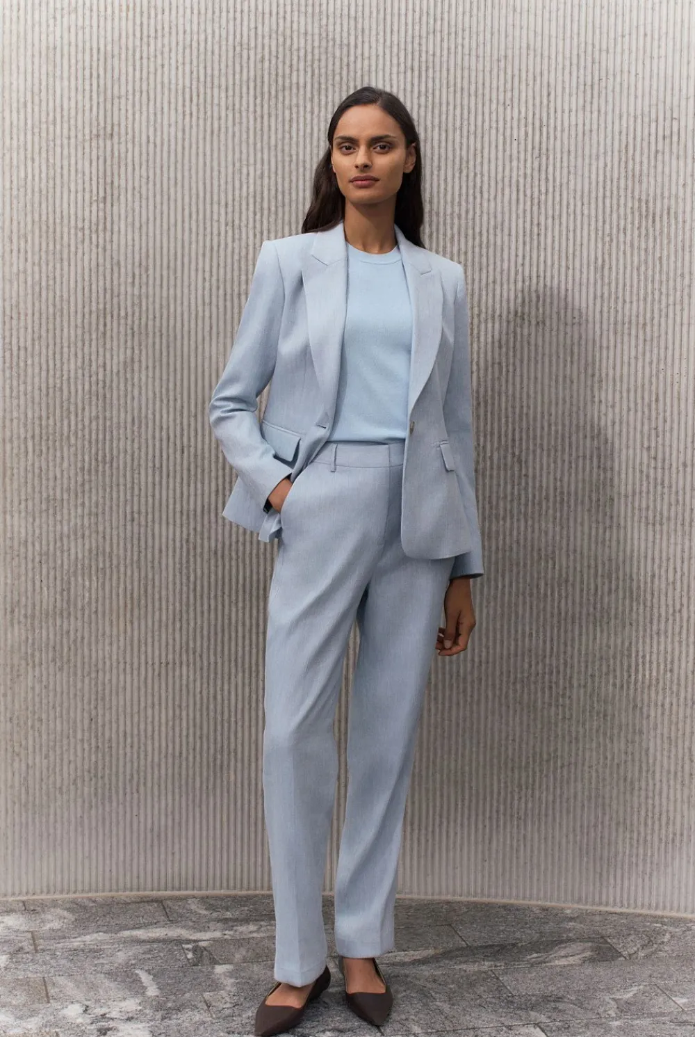 T-shirts & Tops>Trenery Silk Linen Luxury Blend T-shirt LightBlue