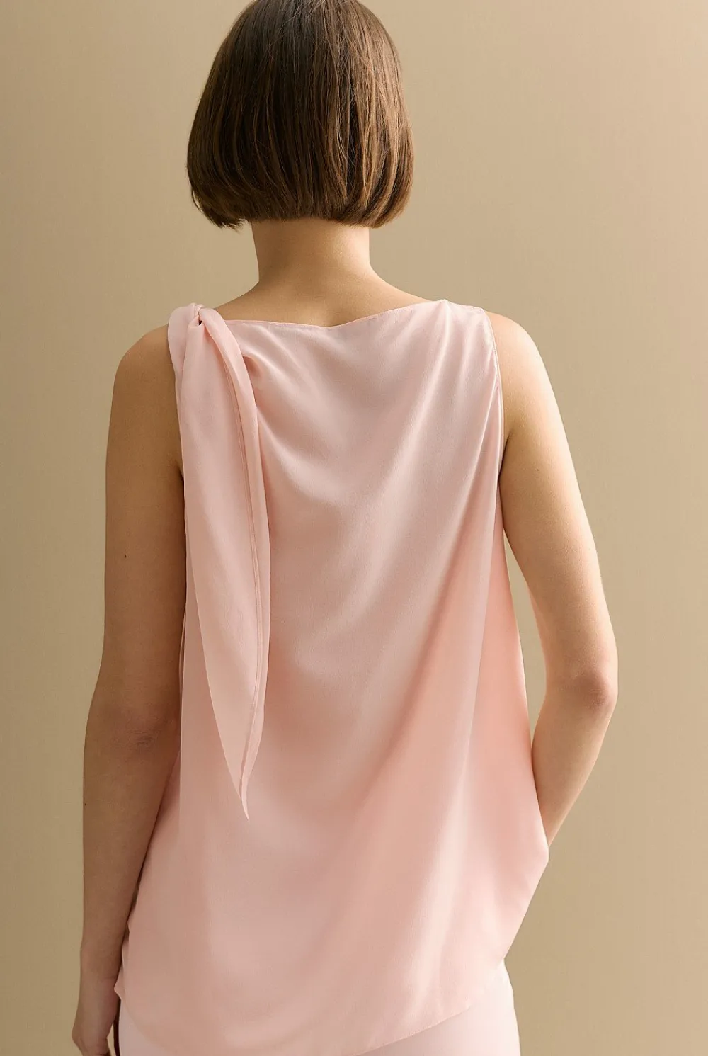Shirts|T-shirts & Tops>Trenery Silk Tie Detail Sleeveless Top PinkSalt