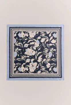 Hats, Scarves & Gloves>Trenery Silk Twill Floral Neckerchief NightSky