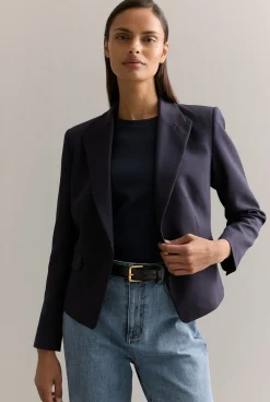 Outerwear>Trenery Single Breasted Cropped Blazer NightSky