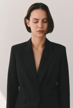 Outerwear>Trenery Single Breasted Cropped Blazer Black