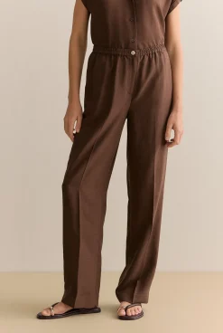 Pants|Co-ord Sets>Trenery Straight Leg Easy Pant Chocolate