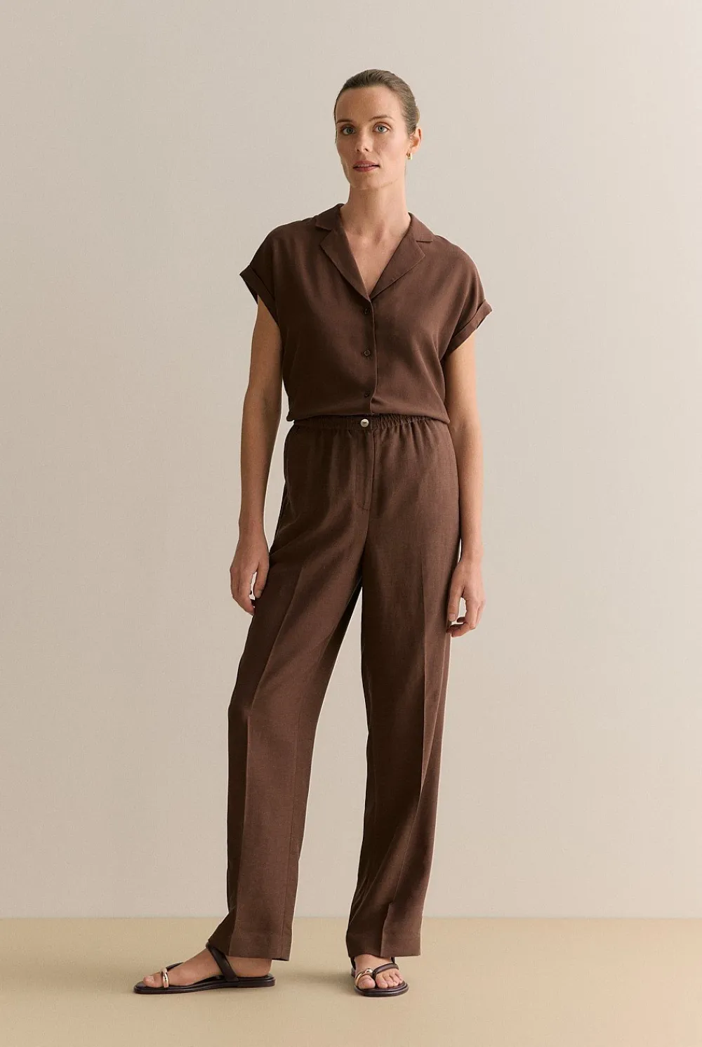 Pants|Co-ord Sets>Trenery Straight Leg Easy Pant Chocolate
