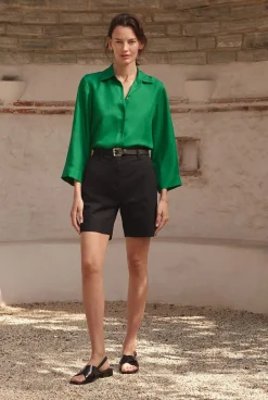 Shorts>Trenery Stretch Cotton Double Cloth Short Black