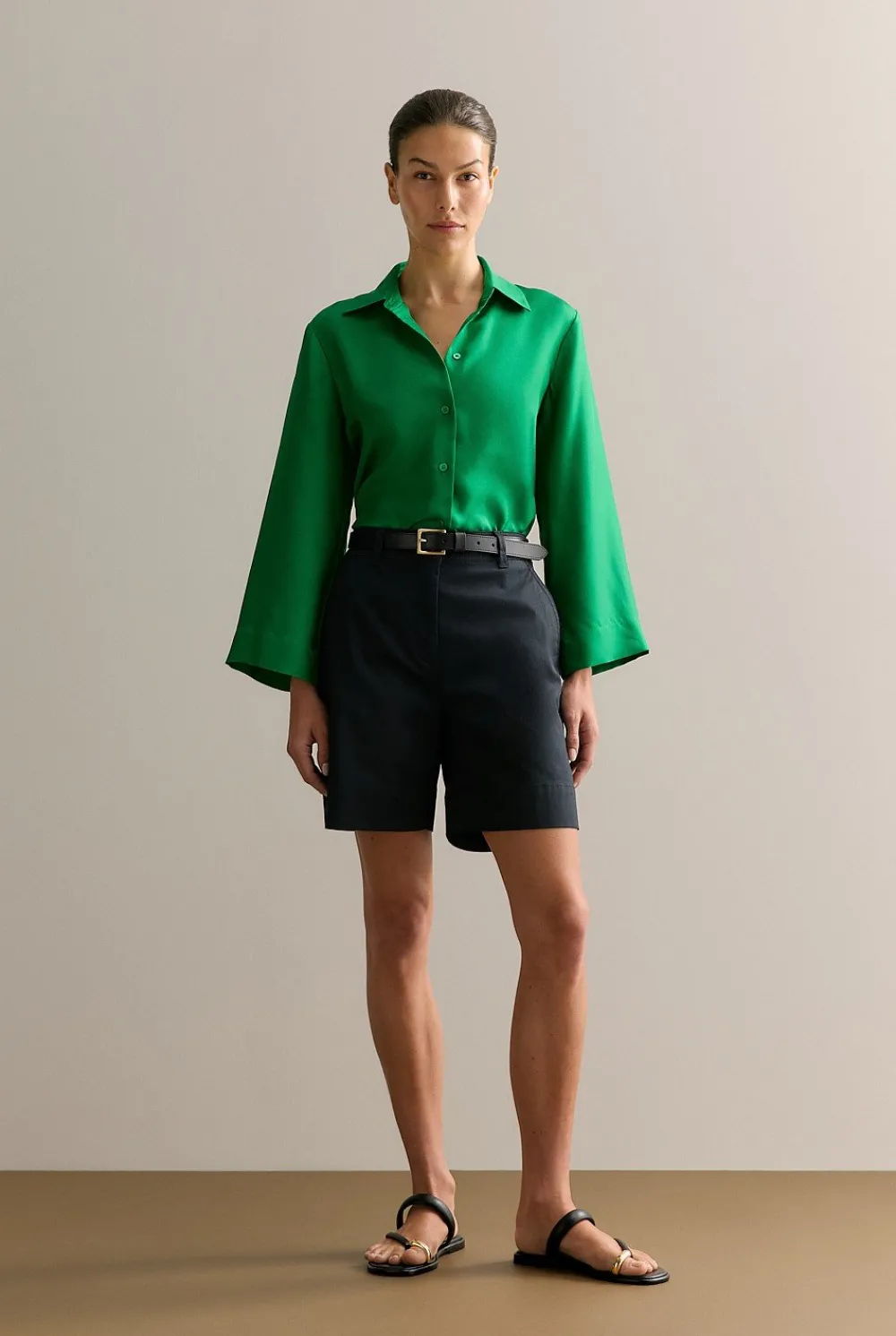 Shorts>Trenery Stretch Cotton Double Cloth Short Black