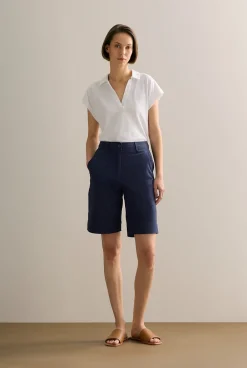 Shorts>Trenery Stretch Cotton Twill Walker Short Navy