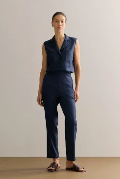 Pants|The Linen Edit>Trenery Stretch Linen Blend Pull On Pant NightSky