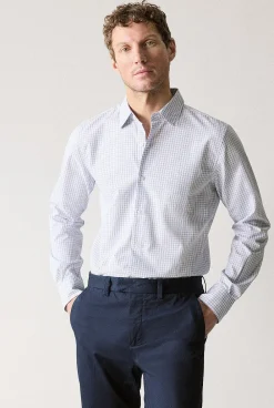Shirts>Trenery Tailored Fit Check Shirt White