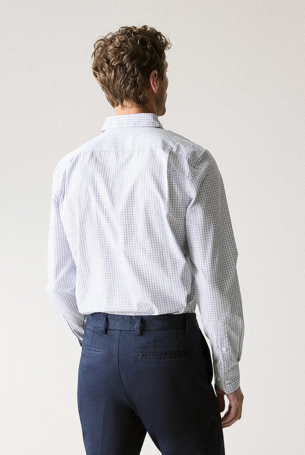 Shirts>Trenery Tailored Fit Check Shirt White