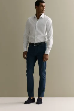 Shirts>Trenery Tailored Fit Cotton Poplin Windowpane Check Shirt White