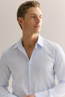 Suits & Tailoring>Trenery Tailored Fit Yarn Dyed Cotton Smart Shirt PaleBlue