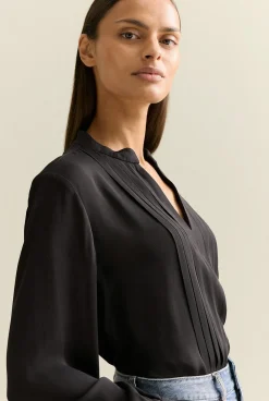 Shirts>Trenery Tuxedo Blouse Black
