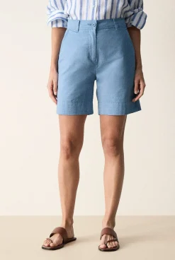 Shorts>Trenery Yarn Dyed Stretch Cotton Short ChambrayBlue