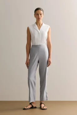 Pants|The Linen Edit>Trenery Yarn Dyed Stretch Linen Blend Pull On Pant LakeGrey