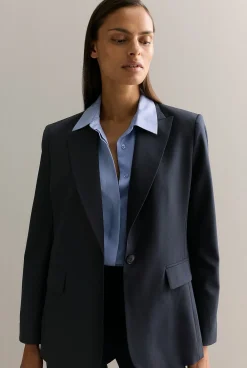 Outerwear>Trenery Yarn Dyed Wool Blend Tailored Blazer NightSky